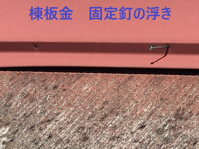 棟板金固定釘の浮き