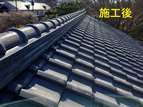屋根修理　棟瓦積み直し工事実施♪