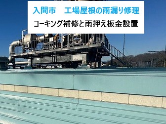 入間市工場屋根の雨漏り修理