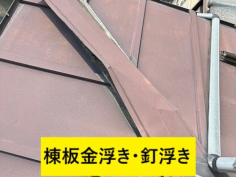 棟板金の浮き・釘の浮き