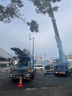 折半屋根荷揚げ