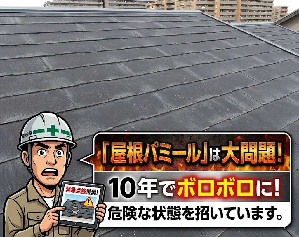 問題のあるパミール屋根を重ね葺き（金属屋根）で安心を手にしました♪