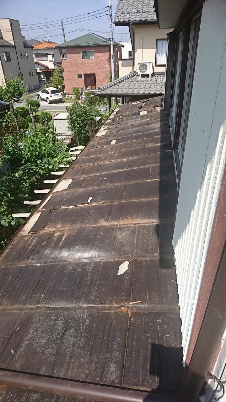 下屋根瓦棒撤去ご防水紙
