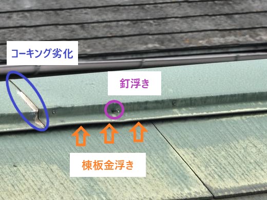 棟板金の劣化症状