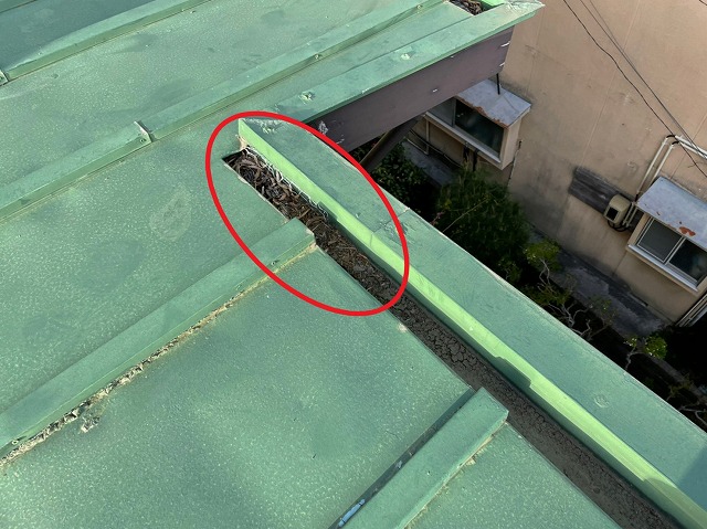 ネット部分にゴミが詰まっている