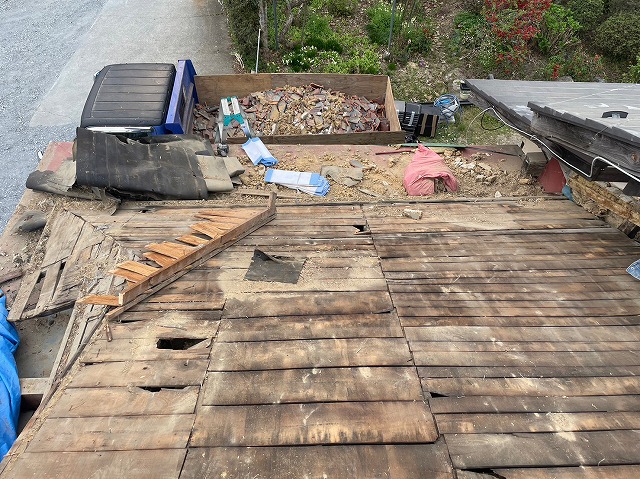 ルーフィングを取り外した状態