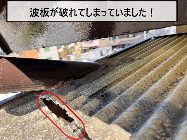 経年劣化の影響で敗れてしまった波板