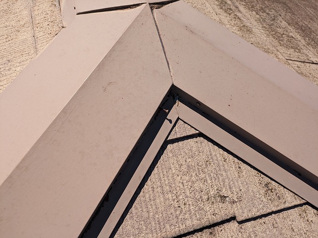 棟板金の釘が浮いてきてしまっていた状態