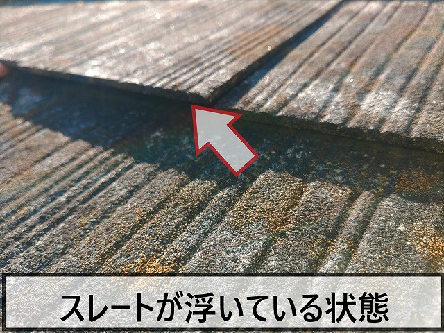 スレートには浮きが発生している状態