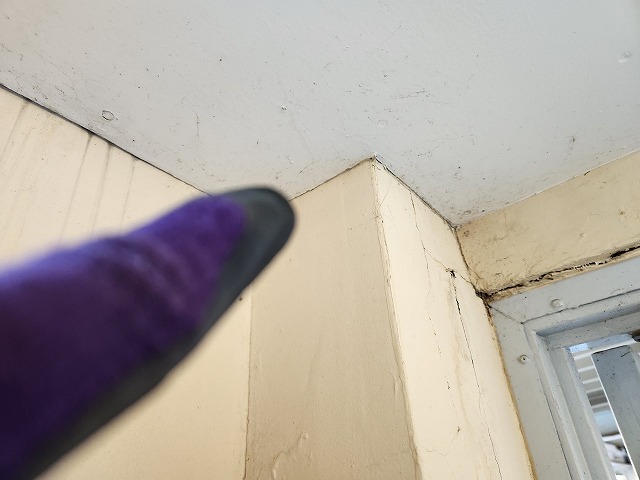 医療施設の雨漏りで室内に黒カビが発生している