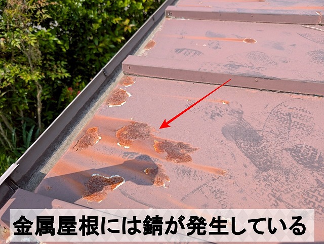福島県いわき市　金属屋根に錆が発生している状態