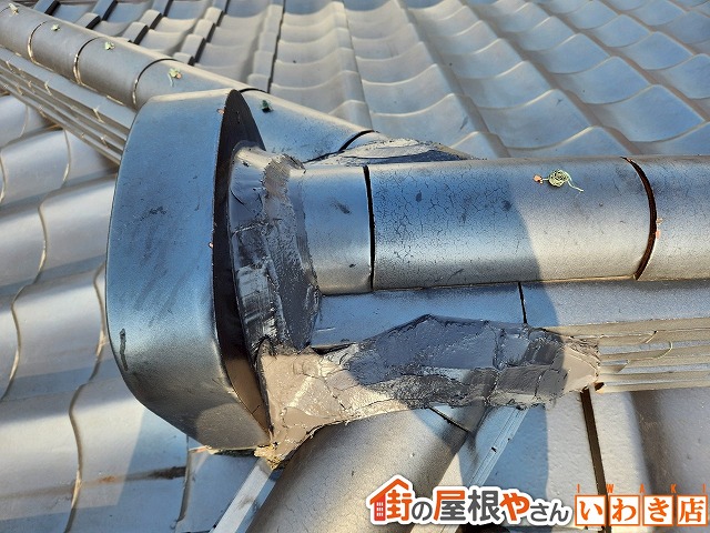 福島県いわき市　ひび割れしていた漆喰部分をシーリングにて補修を行った状態