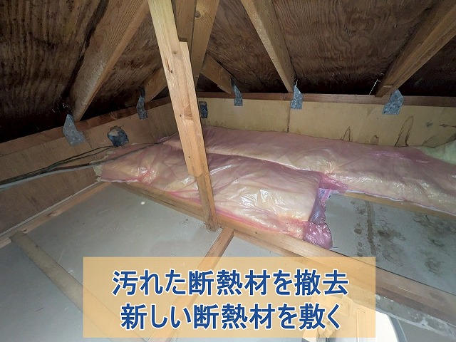 古い断熱材を撤去した様子