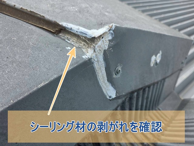 シーリング材の剥がれを確認