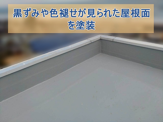 黒ずみや色褪せが見られた屋根面を塗装