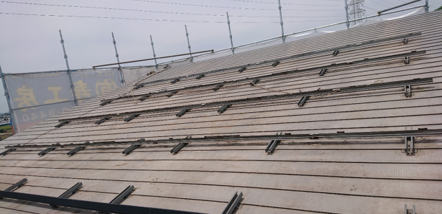 鳩の糞尿を撤去して水洗い
