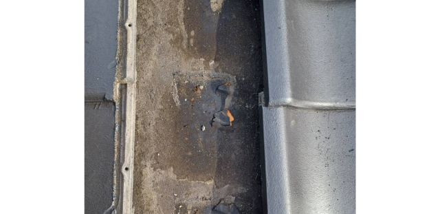 瓦を剥がすと防水シートが湿っています