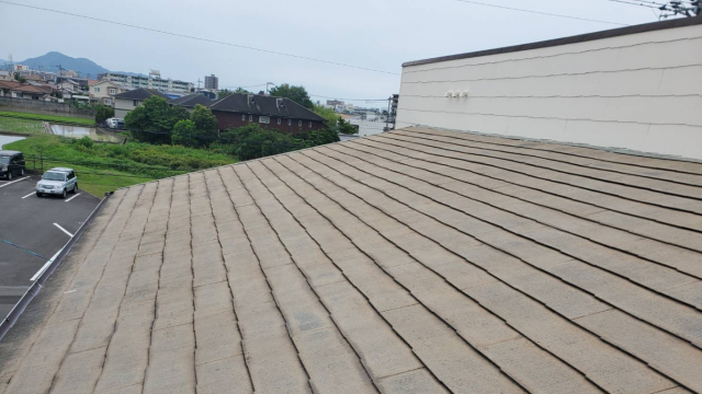 たわんで雨漏りしている屋根