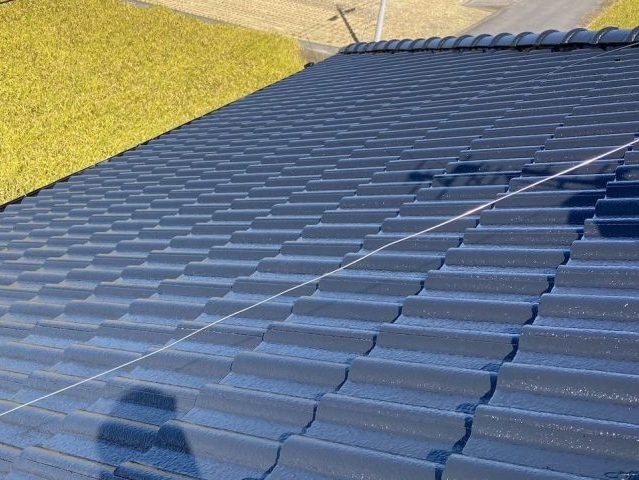 善通寺市でトップコート塗装後の屋根