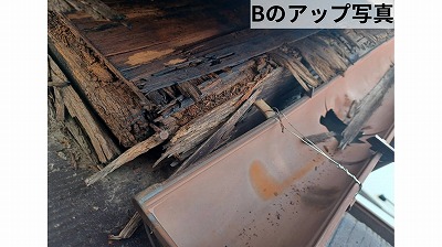 庇の下地が腐っている