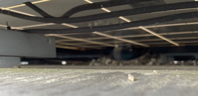 屋根とパネルの隙間に巣がある