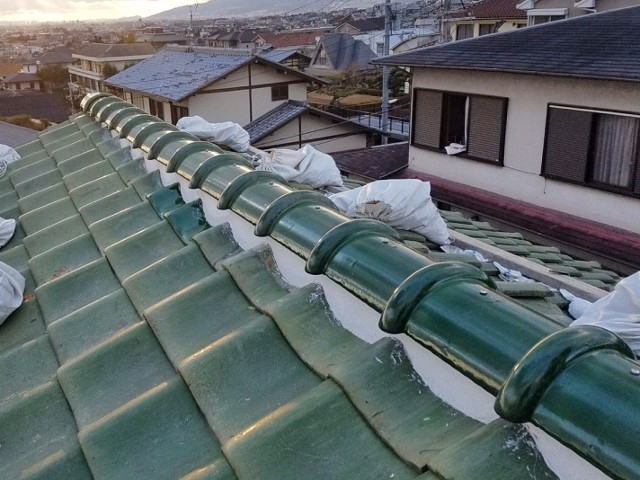 修理後の棟瓦