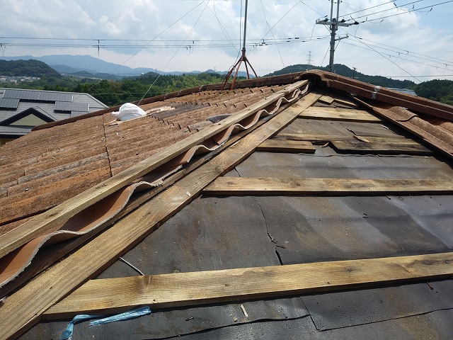 台風被害を受けたセキスイかわらUの屋根