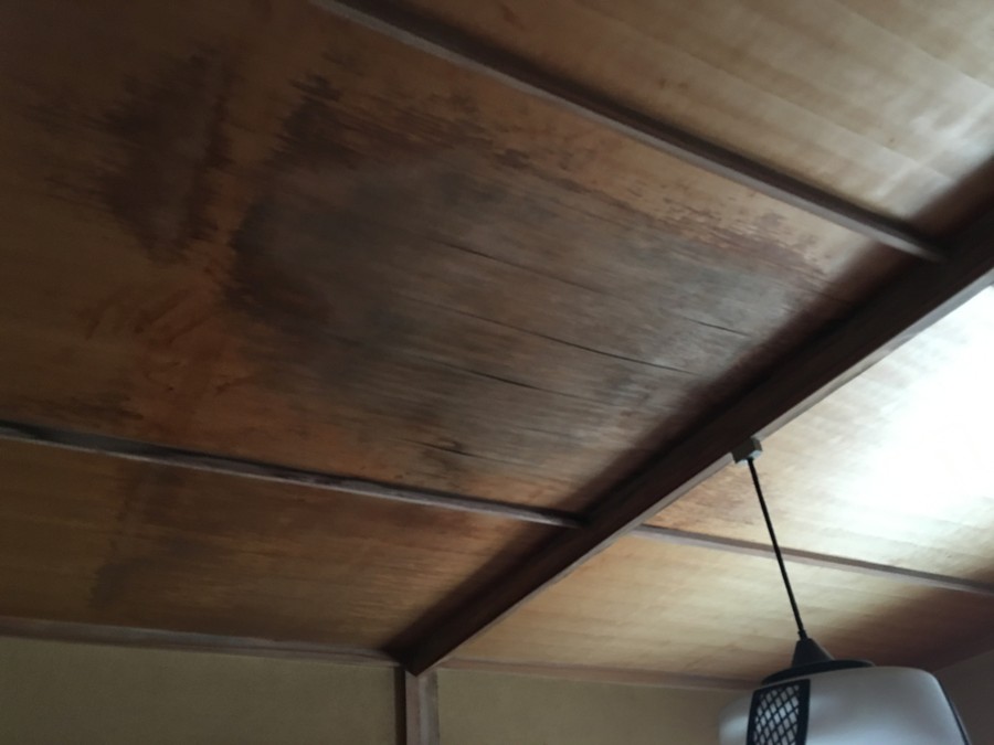 天井にできた雨染み