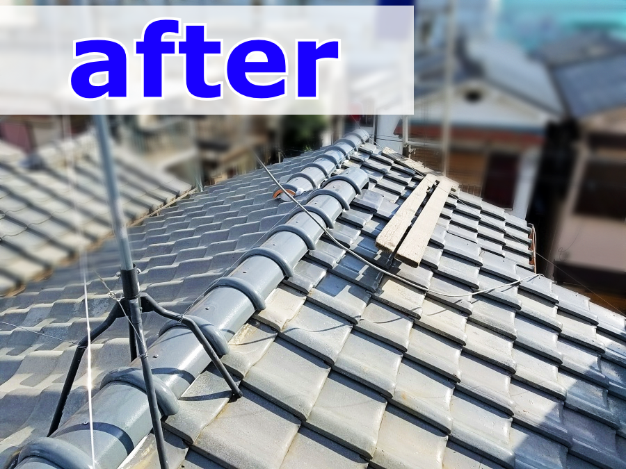 屋根修繕で防災棟になった屋根