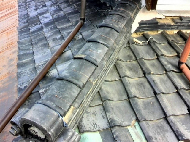 修理後の鬼瓦まわり