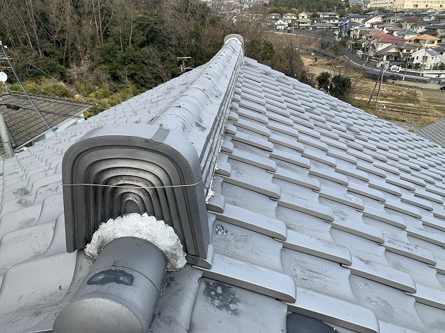 鬼瓦まわりの点検