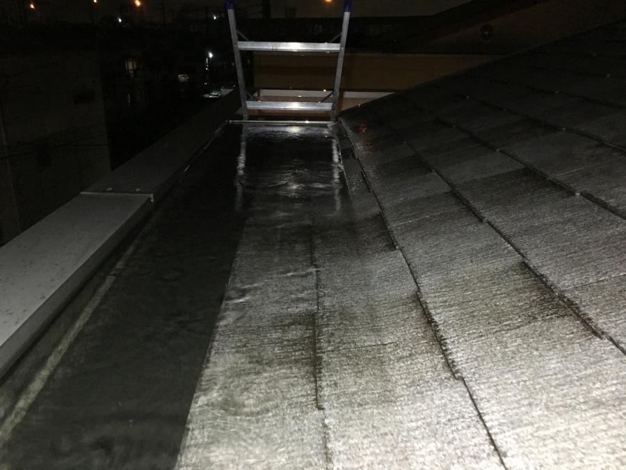 雨水が溜まった屋根