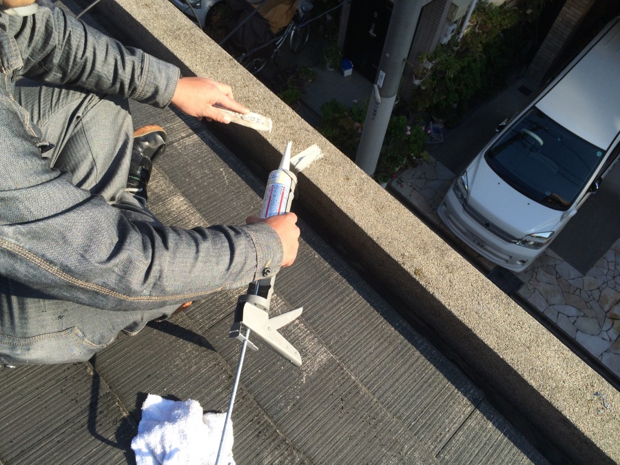 パラペットクラックコーキング