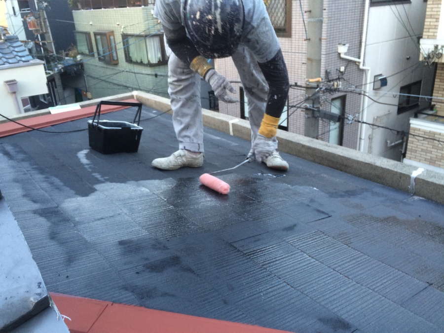 スレート屋根下塗り