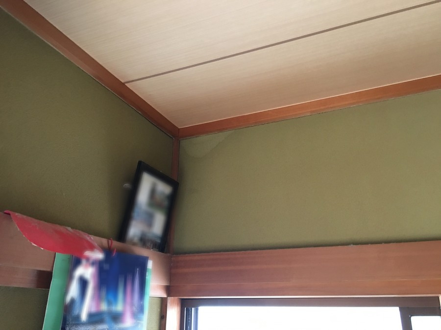 雨漏りによる天井のシミ