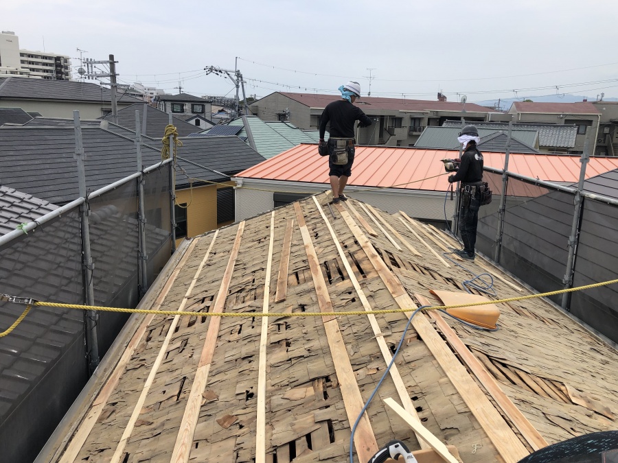 下地胴縁、杉貫板