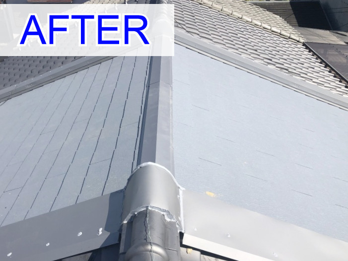 葺き替え工事により雨漏りが解消した屋根