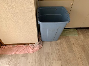 雨水受けているバケツ