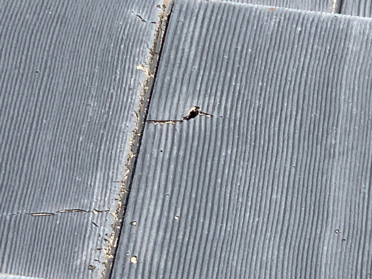 ひび割れたスレート瓦