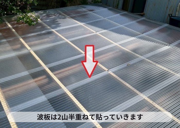 2山半重ねた波板