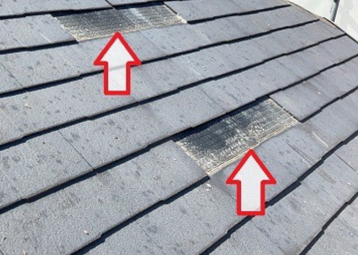 大阪市で棟板金の交換やスレート屋根の差し替えなど部分補修を行った現場でスレート屋根撤去