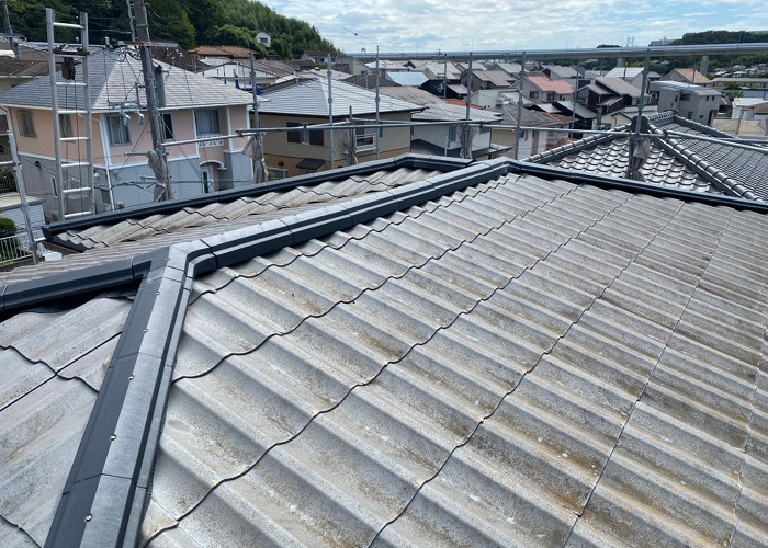 大阪市での棟瓦積み替え完了