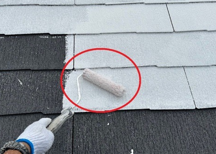 スレート屋根の下塗り