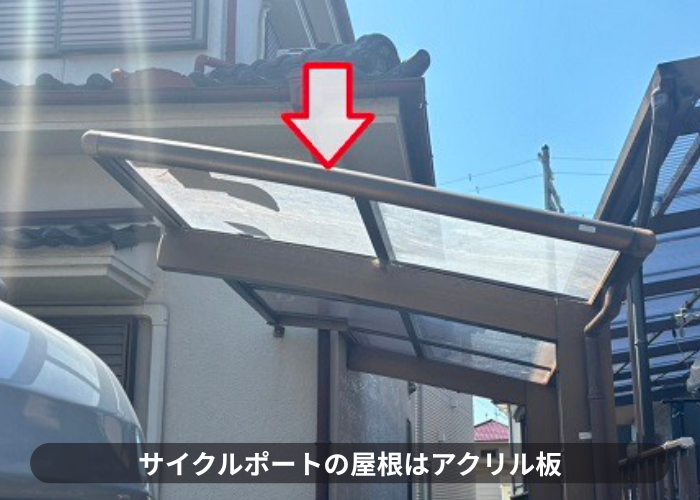 サイクルポートに貼られたアクリル板