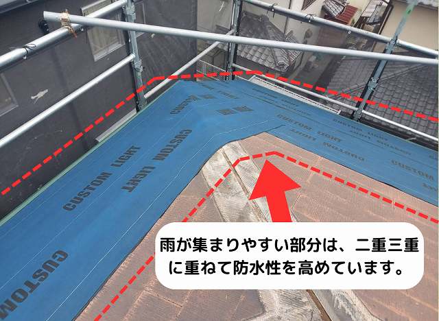 ルーフィング　二重重ね