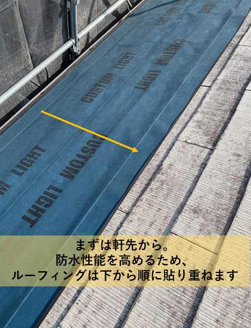 ルーフィング　軒先から