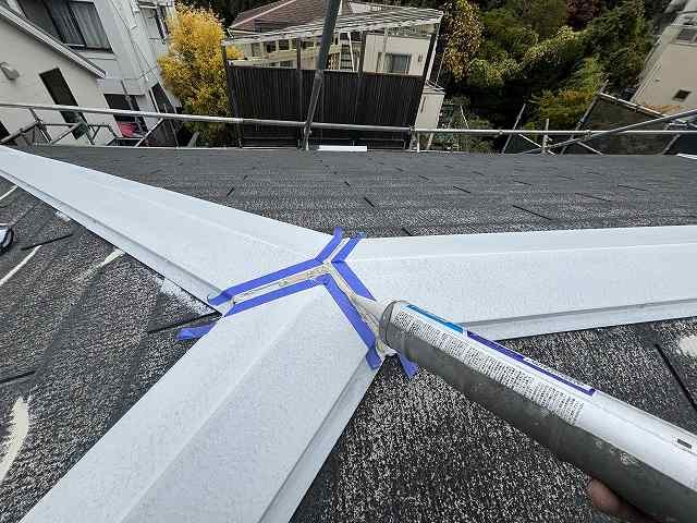 棟板金取り合いシーリング打ち替え　街の屋根やさん明石・神戸店