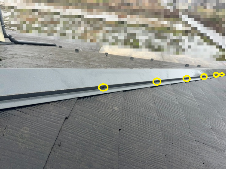 棟板金の釘浮き　ビスへ交換しました