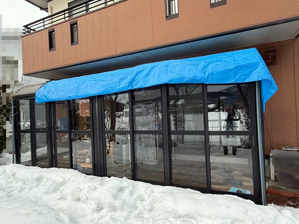 サンルーム屋根の養生