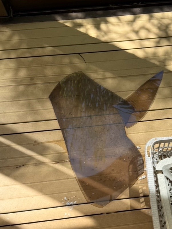 サンルーム屋根が割れた破片